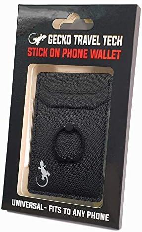 Gecko Universal Phone Ring Wallet – 360° Swivel Grip with Strong Adhesive for Credit Cards and Cash – Enhanced Stability and Comfort for Selfies, Videos, and Everyday Use – Compatible with All Cell Phone Models – Durable, Magnetic Mount Ready – Gray Finish – 90-Day Satisfaction Guarantee