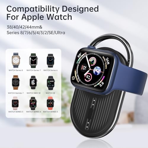 Effortless Power on the Go: Yo Few Wireless Magnetic Portable Charger for Apple Watch – 1200 m Ah Travel Keychain Power Bank Compatible with Series 9/8/7/6/5/4/3/2/SE/Ultra – Fast Charging Convenience in Compact Design