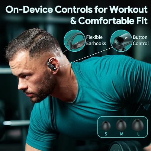 GOLREX Active Noise Cancelling Bluetooth Earbuds – 80-Hour Playtime with Wireless Charging Case, Over-Ear Hooks for Secure Fit, LED Battery Indicator, Premium Sound Quality for Fitness Enthusiasts – Ideal for Gym, Running, and Intense Workouts
