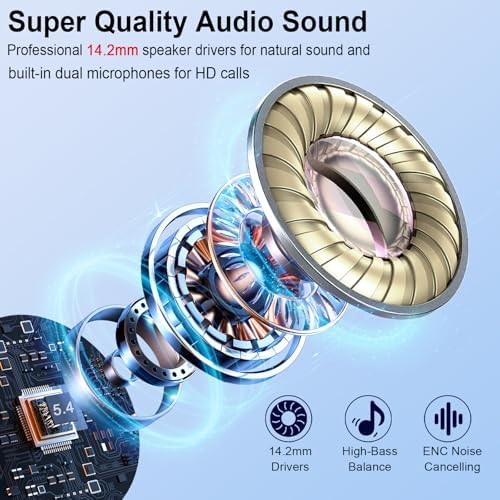 Experience Unmatched Audio Freedom with Rose Gold Bluetooth 5.4 Earbuds – 30-Hour Playtime, IP7 Waterproof, and Advanced ENC Noise Cancellation for Impeccable Call Clarity – Perfect for Active Android and i OS Enthusiasts Seeking Premium Comfort and Superior Sound Quality