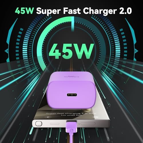 Rapid Charge 45 W USB Type C Power Adapter with 6.6 FT Cable for Samsung Galaxy – Ultimate Fast Charging Solution for S25/S25 Ultra/S24/S23/S22/Note Series – Enhanced Compatibility and Robust Build for Daily Demands