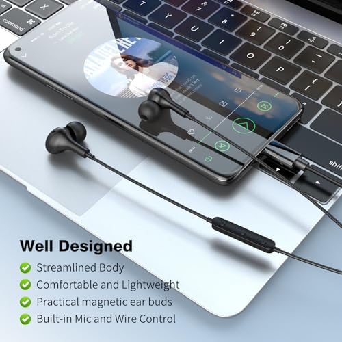 Magnetic USB C Earbuds for Samsung Galaxy S24 Ultra, S23 FE, S22, S21, A54, A53 & i Phone 16, 15 Pro Max – Noise Isolating Wired Headphones with Microphone and Volume Control for Enhanced Audio Experience – Perfect for Music Lovers and Professionals