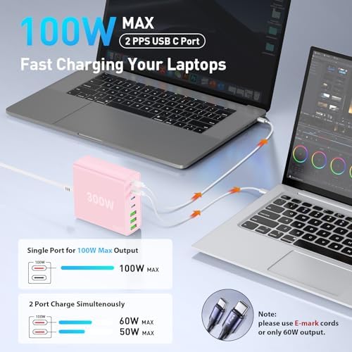 Power Up Efficiently: 300 W 7-Port USB-C Fast Charger Station – Dual PPS PD 100 W Laptop Power Adapter for Multi-Device Charging – Compact & Reliable Wall Hub in Blue – Perfect for Home & Office Use