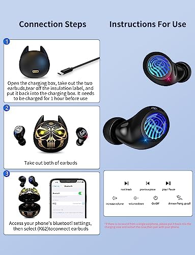 Charming Bluetooth Earbuds for Kids – Waterproof Noise-Cancelling In-Ear Headphones with Adorable Pig and Cat Designs – Comfortable Stereo Sound Perfect for Young Music Lovers and Learning – Durable, Easy-to-Clean Wireless Headset with Broad Device Compatibility – Engage Your Child’s Audio Experience with Fun and Functionality