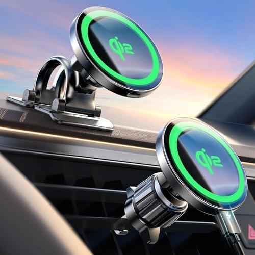 LISEN 15 W Qi2 Magnetic Car Charger – Rapid Wireless Charging Mount for i Phone 16, 15, 14, 13, 12 & Samsung Mag Safe Devices – Effortless Installation and Secure Grip for Safe Driving Navigation – Ultimate Hands-Free Companion for Road Warriors