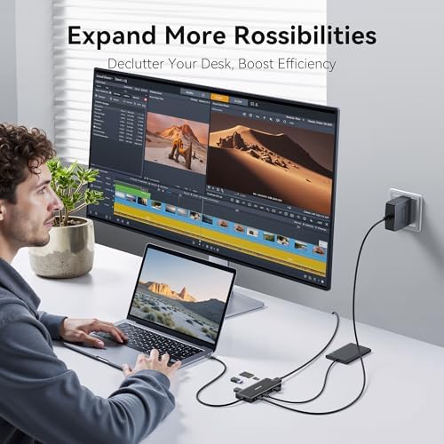 Transform Your Workspace with the Ultimate 9-in-1 USB C Hub Multiport Adapter for Mac Book Pro & Air – High-Speed 4 K HDMI Output, 100 W Power Delivery, and Effortless Connectivity for i Pad Pro, i Mac, and More – Enhance Productivity with 5 USB Ports and SD/TF Card Reader for Seamless Data Transfer and File Access