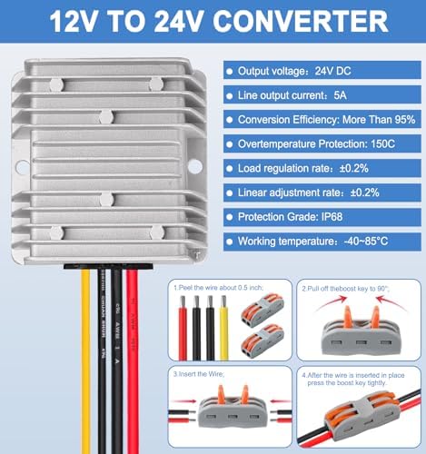 High-Performance 48 V to 12 V DC-DC Step Down Converter by Eagwell – 120 W Power Supply with Built-in Fuse for Maximum Safety – Perfect for Golf Carts, Scooters, RVs, and Marine Use – Reliable Voltage Reduction for Enhanced Device Efficiency and Versatility