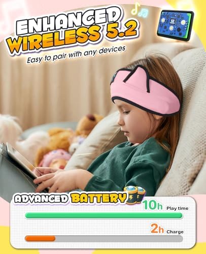 Premium Safe Listening Kids Headphones – Versatile Bluetooth & Wired Connectivity – Ultra-Comfort Stretchy Headband for Secure Fit – Travel-Friendly Audio Gear for Toddlers and Babies – Exceptional Device Compatibility – Lightweight, Durable Design for Everyday Adventures