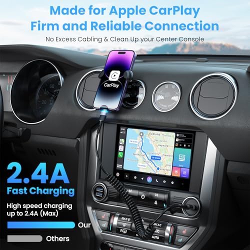 Opluz Coiled Lightning Cable 2 Pack – 3 FT MFi Certified i Phone Charger for Fast Charging in Cars, Ideal Short USB to Lightning Cable for Seamless Car Play Experience, Stylish Black Design for Enhanced Interior Compatibility and Clutter-Free Convenience