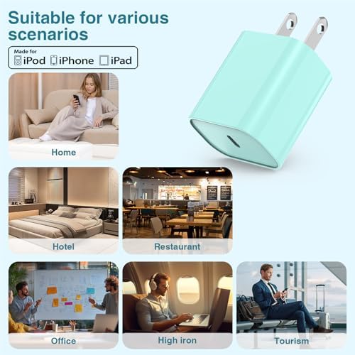 Ultra-Fast 20 W USB C Charger Block – 4 Pack for i Phone 16/15 & Multi-Device Compatibility – Compact Power Adapter for Apple, Samsung, Google – Essential Travel Charging Solution with Enhanced Durability and Safety Features