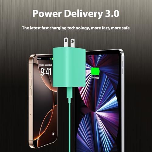 Ultimate 10 FT USB-C Fast Charging Kit for i Phone 16 and 15 – 20 W Power Adapter & Extra Long Cord for Rapid Charging of i Pads and Android Devices – Enhanced Compatibility and Durability for Everyday Use
