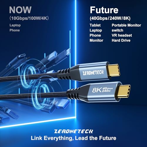 (3-Pack 5FT) 40Gbps USB C for Thunderbolt 4 Cable, [8K@60Hz/Dual 4K@60Hz] USB C Monitor Cable, 40Gbps Data Transfer, USBC Video Cord, 240W Charging for iPhone 16,Samsung,MacBook,iPad,Lenovo,SSD,KYY – Enhanced Compatibility and Speed