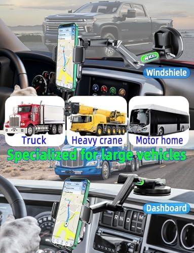 Heavy-Duty Wireless Truck Phone Holder with 15 W Fast Charging – 14-Inch Adjustable Arm for i Phone, Samsung, LG – Essential Dashboard & Windshield Mount for Safe Driving and Effortless Connectivity