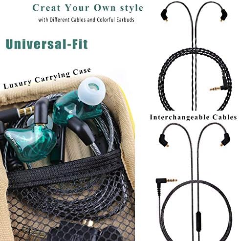 BASN Professional In-Ear Monitor Headphones with Detachable MMCX Earbuds – Dual Dynamic Drivers for Musicians | Noise-Isolating Audio Experience in Stylish Blue | Versatile Compatibility for Studio and Stage Use