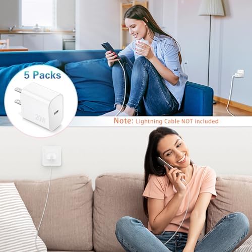 Rapid Charge USB C Charger Block 5 Pack – 20 W Power Delivery Fast Charging Cube for i Phone 16/15/14 Pro Max, Air Pods, Galaxy, and Pixel Devices – Compact & Portable Multi-Device Charging Solution with Enhanced Safety Features for Optimal Performance