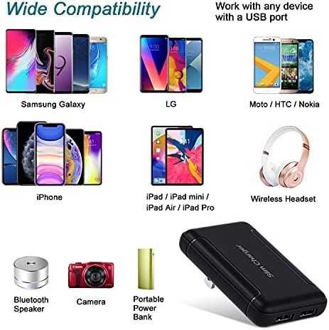Ultra-Slim OKRAY Dual USB Wall Charger with Foldable Plug – 5 V/3 A Fast Charging Block for i Phone 13, 12, 11, XR, XS & Samsung Galaxy S23, A35 – Travel-Friendly Dual Port Phone Adapter for Maximum Efficiency and Compatibility