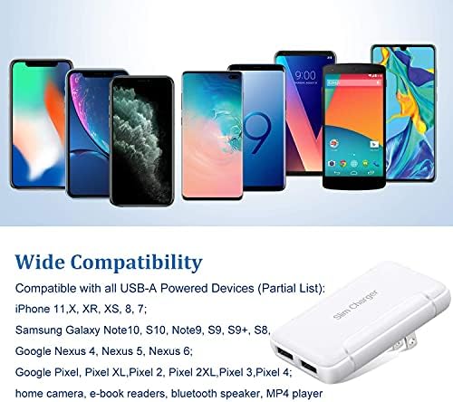 Excgood Dual USB Wall Charger – 2-Pack Slim Flat Design for i Phone 16/15/14 Pro Max, Galaxy A Series – Fast Charging Travel Ready Compact Power Adapter for Home & On-the-Go Use