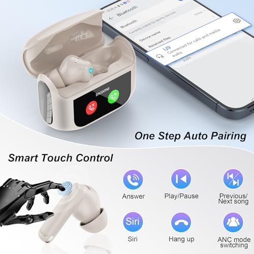 Ivory White Premium Wireless Earbuds – Cutting-Edge Bluetooth 5.4 Headphones with Touch Control, 48-Hour Battery Life, and 5 Customizable EQ Modes for Superior Sound Quality – IPX7 Waterproof with Active Noise Cancelling and Transparency Mode for Ultimate Comfort and Versatility