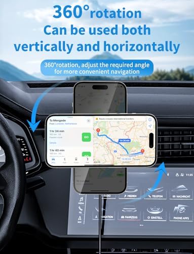 Revolutionary Mag Safe Wireless Car Charger with LED RGB Lighting – 3-in-1 Magnetic Phone Holder for i Phone 12 through 16 Series – Fast Charging, Enhanced Security, and Stylish Design for Safe Hands-Free Driving – Perfect Gift for Tech Enthusiasts and Daily Commuters