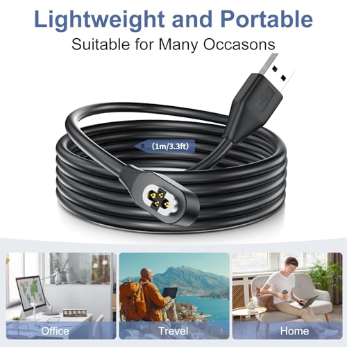 Magnetic 4 Pin Charging Cable for Shokz S710 Headphones – 2 Pack USB-C Quick Charge & File Transfer Solution, 1 m Length for Enhanced Compatibility with Open Swim Pro, Durable Design for Tech Enthusiasts