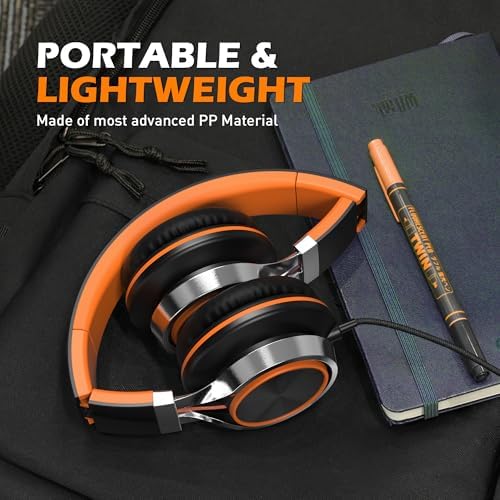 Premium AILIHEN C8 Kids Wired Headphones – Foldable On-Ear Design with Adjustable Volume Control and Built-In Microphone for Safe Listening – Perfect for School, Travel, and Home Use (Black/Blue) – Exceptional Sound Quality for Young Audiophiles and Learning Environments