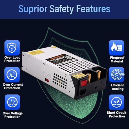 Universal 12 V 800 W AC to DC Power Supply – High-Efficiency 110 V/220 V Input Adapter for LED Strips, 3 D Printers, and More – Reliable 66 A Output Transformer for Versatile Applications and Enhanced Performance