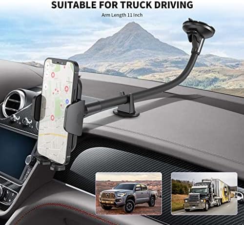 Esoulk Secure Grip 360° Rotating Car Phone Holder with Strong Suction Cup & Adjustable Long Arm – Universal Compatibility for i Phone, Samsung, Android & GPS – Enhanced Safety & Convenience for Drivers