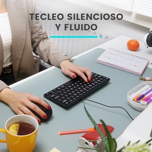 Perixx PERIBOARD-332 Compact Mini USB Keyboard – Sleek White Backlit QWERTY Spanish Layout with Silent X-Type Scissor Keys for Enhanced Typing Comfort – Perfect for Limited Desk Spaces and Effortless Plug-and-Play Setup