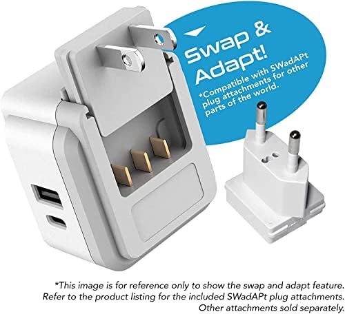 Compact Travel Power Adapter Set for Brazil, Peru & Chile – 20 W Dual USB & USB-C Charger with 2 USA Sockets – Fast Charging with Type C & N Attachments – Portable Plug Converter for Global Travelers – Stay Connected Anywhere