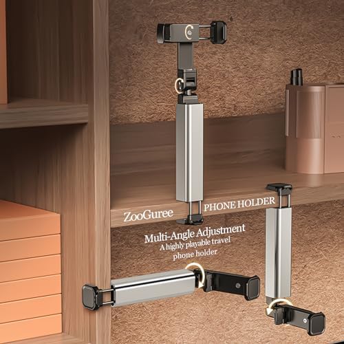 Compact Airplane Travel Phone Mount with 1.57″ Wider Base Clamp – Essential Pocket-Sized Cell Phone Holder for Desk & Flying, Ideal Plane Travel Accessories-Silver (Silver) – Enhanced Compatibility and Speed