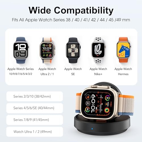 Sleek Sky Blue Portable Magnetic Charging Dock for Apple Watch – Fast Wireless Charger with Nightstand Mode, Compatible with Series 10, 9, 8, 7, SE, 6, 5, 4, 3, 2, Ultra 2 – Travel-Friendly Design with Premium Charging Cable for Effortless Power and Style