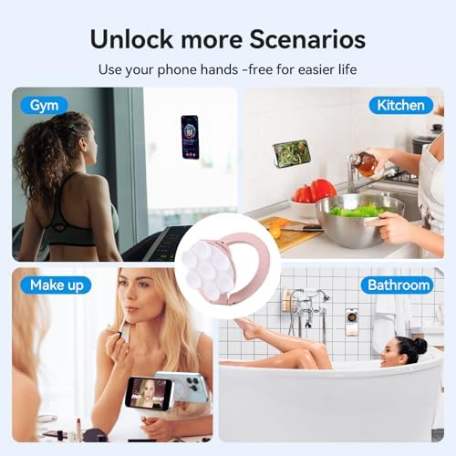 Versatile Magnetic Phone Holder and Multi-Function Stand with Suction Cup and Ring Grip – Perfectly Compatible with i Phone 16/15/14/13/12 Models and Mag Safe Cases (Elegant Black) – Enjoy Hands-Free Viewing and Enhanced Stability