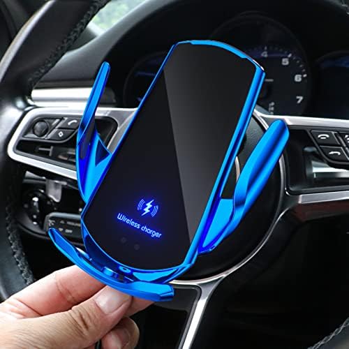 Discover Effortless Charging On The Go with Our 15 W Wireless Car Charger – Auto-Clamping Vent Mount for Secure Smartphone Holder – Fast Charging Solutions for All Vehicle Interiors (Blue) – Enhanced Compatibility with Leading Brands and Safe Usage Features