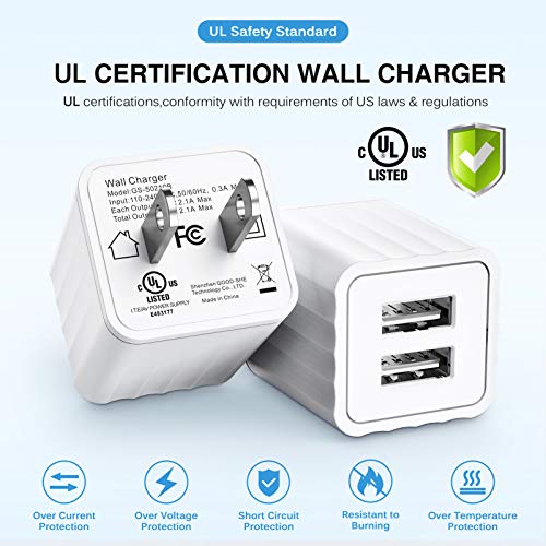 Dual-Port i Phone Fast Charger with 6.6 FT Nylon Braided Lightning Cable – Efficient Dual Device Charging Adapter for i Phone 14, 13, 12 Pro Max, 11, SE & i Pad – MFi Certified Power Solution for Rapid Charging and Enhanced Durability