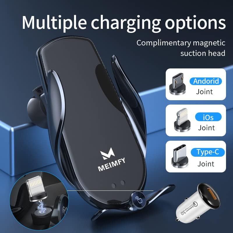 Innovative Wireless Car Charger Mount with Auto-Clamping Technology – 15 W Qi Fast Charging for All Smartphones, Magnetic DC Compatibility, and Sleek Design for Effortless Convenience in Your Vehicle