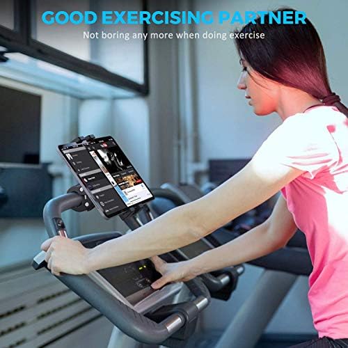 KDD Universal Spin Bike Tablet Holder Mount – Transform Your Workouts with Secure 360° Device Integration for i Pad Pro 12.9, Galaxy Tabs & i Phone (4.7-13”) – Effortless Installation for Stationary Bikes and Treadmills – Maximize Engagement with Optimal Viewing Angles and Sturdy Design for All Fitness Enthusiasts