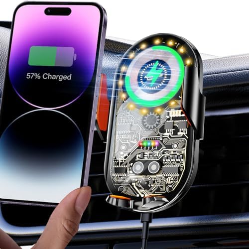 15 W Qi Fast Wireless Car Charger Mount with Auto Clamp – Universal Phone Holder for 4.7-7.2 Inch Devices – Effortless Charging & Enhanced Compatibility for i Phone and Samsung Users