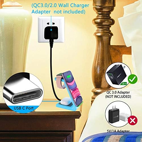 YOCUNKER 3-in-1 Qi Wireless Charging Dock – Efficient Space-Saving Solution for i Phone 14/13/12/11 Pro Max, Apple Watch Series 7/SE/6/5/4/3/2 & Air Pods 3/Pro/2 – Fast, Reliable Power with Enhanced Safety Features – Streamline Your Charging Experience and Declutter Your Workspace with This Sleek, Compact Design