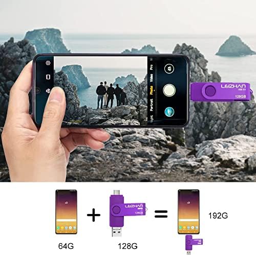 Leizhan 128 GB OTG Flash Drive – Versatile 3-in-1 Type-C, Micro, and USB 3.0 Memory Stick for Super-Fast Transfers – Ideal for Samsung Galaxy, Huawei, LG, Google Pixel, and More Android Devices – Compact and Durable High-Speed Storage Solution for On-the-Go Users