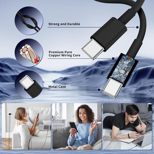 Ultimate Fast Charging Solution for i Phone 16/15 Pro Max – 45 W Dual Port USB-C Charger Block (2-Pack) with Extra Long 60 W Cables – PD Quick Adapter 3.0 for Enhanced Device Compatibility and Speed – Perfect for Home or On-the-Go Charging