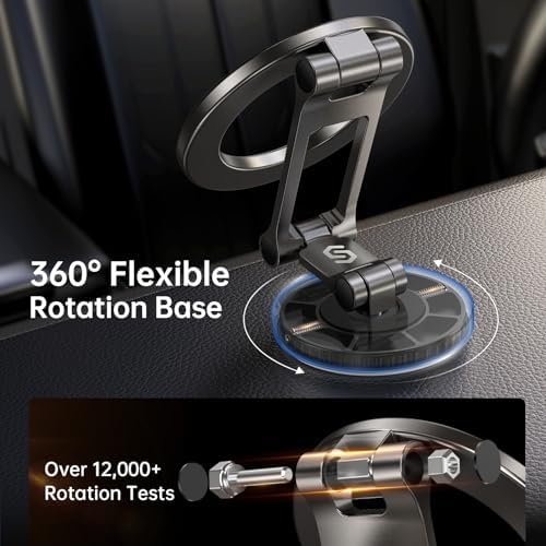SYNCWIRE Mag Safe Car Mount – Advanced Magnetic Phone Holder for Secure Dashboard Use, 360° Flexible Rotation for i Phone 12-16 Pro Max – Optimal Safety & Enhanced Accessibility While Driving