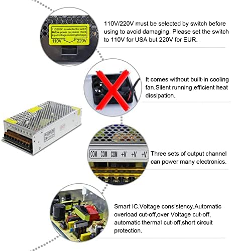 12 V 15 A High-Efficiency Power Supply Adapter for LED Strips & CCTV Systems – Versatile AC to DC Converter with 180 W Output – Enhanced Safety Features & Compact Design for Reliable Performance in Various Applications