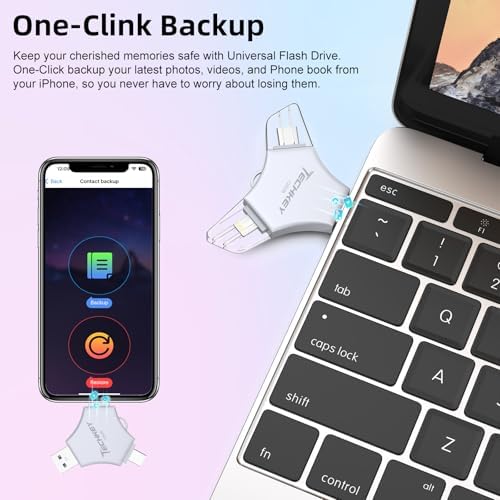 MFi Certified 128 GB USB 3.0 Flash Drive – 3-in-1 External Memory Stick for i Phone, i Pad, Android & PC – High-Speed Data Transfer for Photos, Videos & Backup – Ultimate Portable Storage Solution for Effortless Data Management and Secure File Sharing