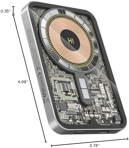 Ultra-Slim 5000 m Ah Magnetic Wireless Power Bank for i Phone 12-16 Series – Transparent Fast Charging Portable Charger with 20 W PD Technology for Effortless On-the-Go Power and Seamless Mag Safe Compatibility