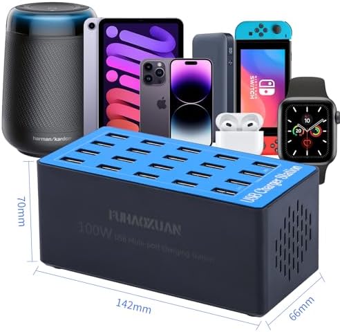 Maximize Your Charging Efficiency with the 100 W 20-Port USB Charging Station – Versatile Fast Charging Hub for Home, Office, and Travel – Advanced Safety Features for Optimal Device Protection and Compatibility