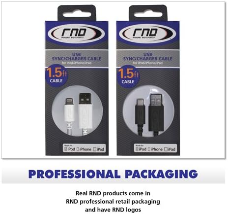 RND MFi Certified 1.5 FT Lightning to USB Cable for i Phone, i Pad & i Pod – Optimal Fast Charging & Data Sync Accessory for i Phone X Series, 8, 7, 6 Models – Durable & Portable Black Design for Everyday Use