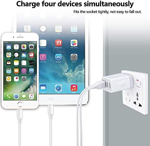 HOOTEK 2-Pack Multi-Port USB Wall Charger – 4.8 A Fast Charging Cube for i Phone and Samsung Galaxy Devices – Compact Travel Adapter with Enhanced Compatibility and Safety Features for Rapid Device Charging
