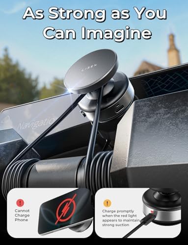 LISEN Mag Safe-Compatible Car Phone Holder – 360° Rotatable Suction Mount for Content Creators & Fitness Enthusiasts – Durable Carbon Fiber Design for Enhanced Stability & Versatility – Ideal for Hands-Free Navigation & Gym Use