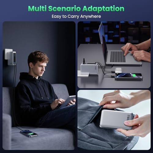 120 W Ga N IV USB-C Charger Station with Dual Retractable Cables – Fast Charging Wall Adapter for Mac Book, i Pad, i Phone 16/15/14, Galaxy S24 & Android Devices – Compact 4-in-1 Foldable Design for Effortless Travel and Enhanced Compatibility