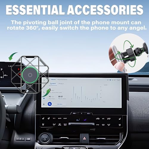 Car Phone Holder for 2023-2025 Toyota BZ4X / Subaru Solterra Accessories Apply to 8/12.3 Inch Touch Screen 15W Fast Wireless Charger Screen Fixed Clip Cell Phone Mount Hands-Free – Enhanced Compatibility and Speed